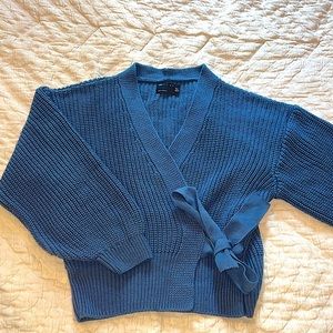 Asos Blue Knit Wrap Sweater